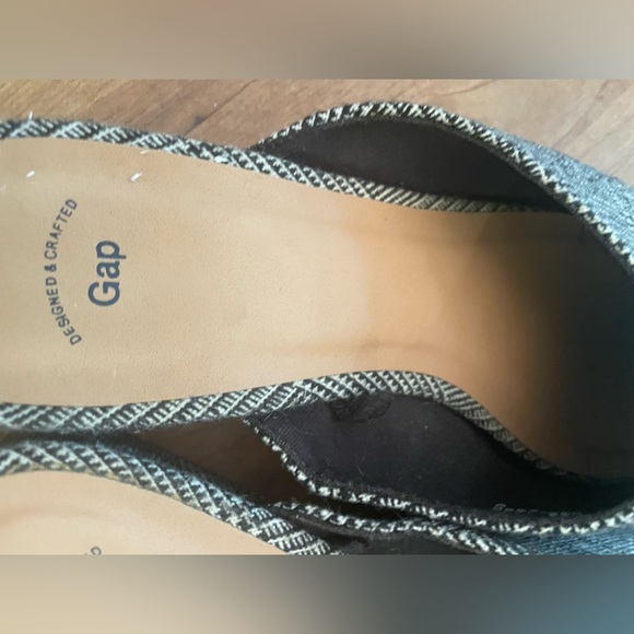 Gap Women's Sz 9 Black White Glen Plaid Tweed Fabric Slide Block Heel Mules - Picture 8 of 10